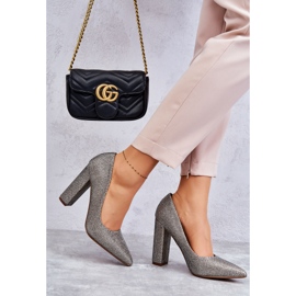 PA1 Glänzende Pumps mit Absatz Silber-Gold Elmira braun 2