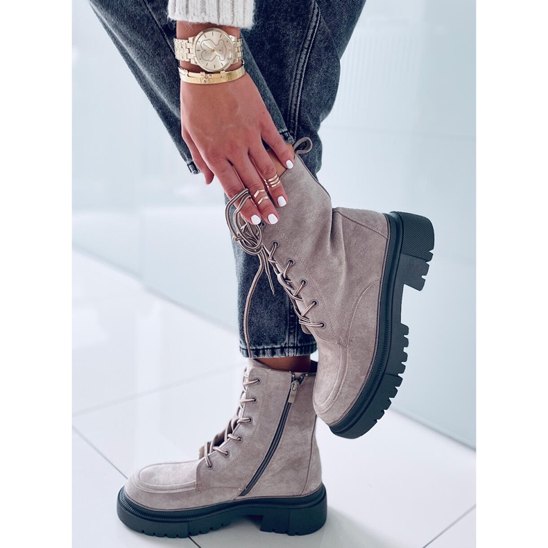 Roisin Khaki Wildleder-Schnürstiefel beige 2