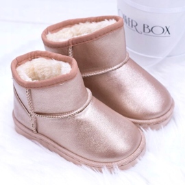 FRROCK Warme Champagner-Schneestiefel für Kinder Scooby rosa golden 2
