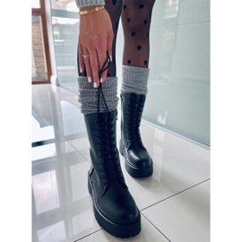 BM Schnürboots auf hoher Rage Black Sohle schwarz 2