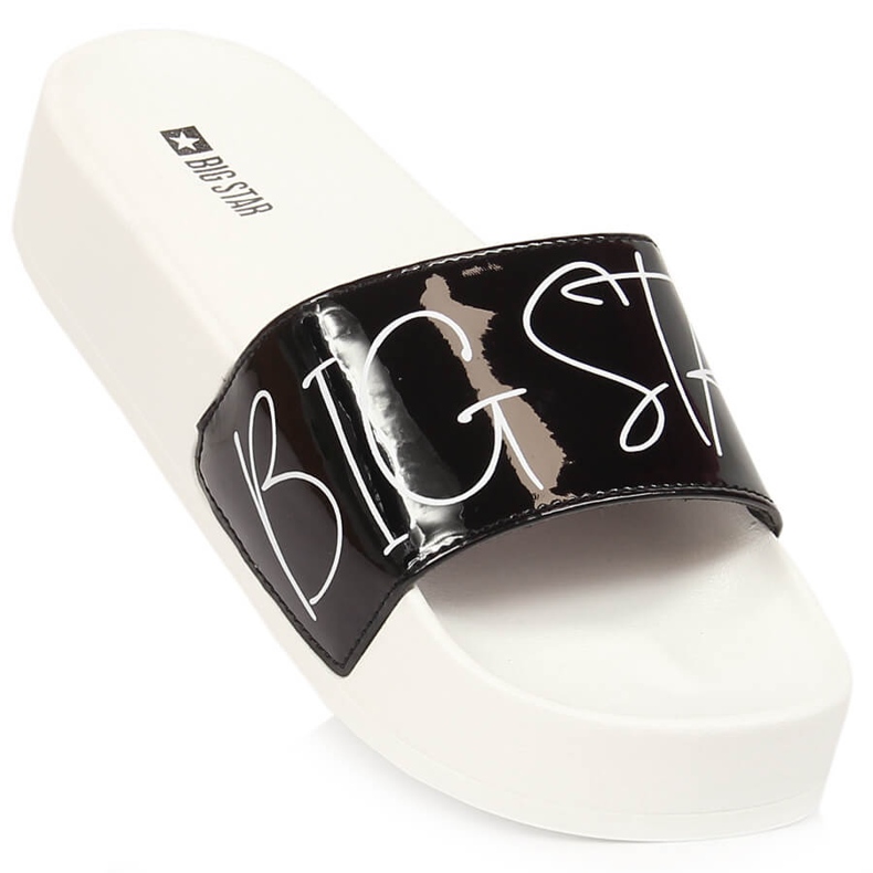 Schwarz lackierte Damenhausschuhe auf der Big Star-Plattform JJ274A276 1