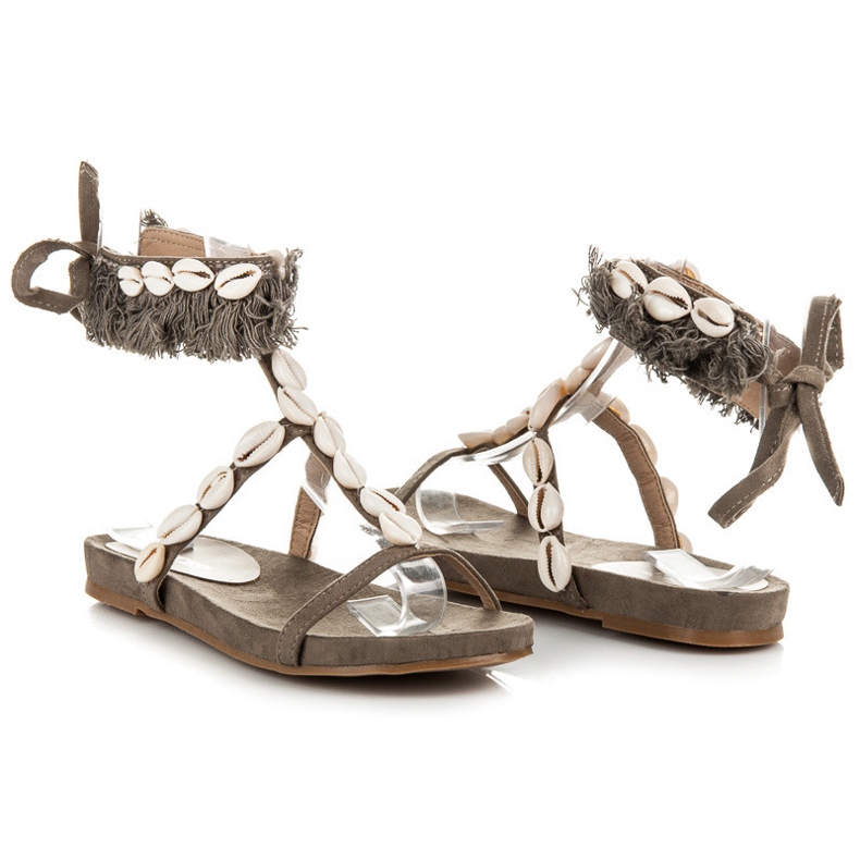 Vices Gebundene Sandalen mit Muscheln braun 1
