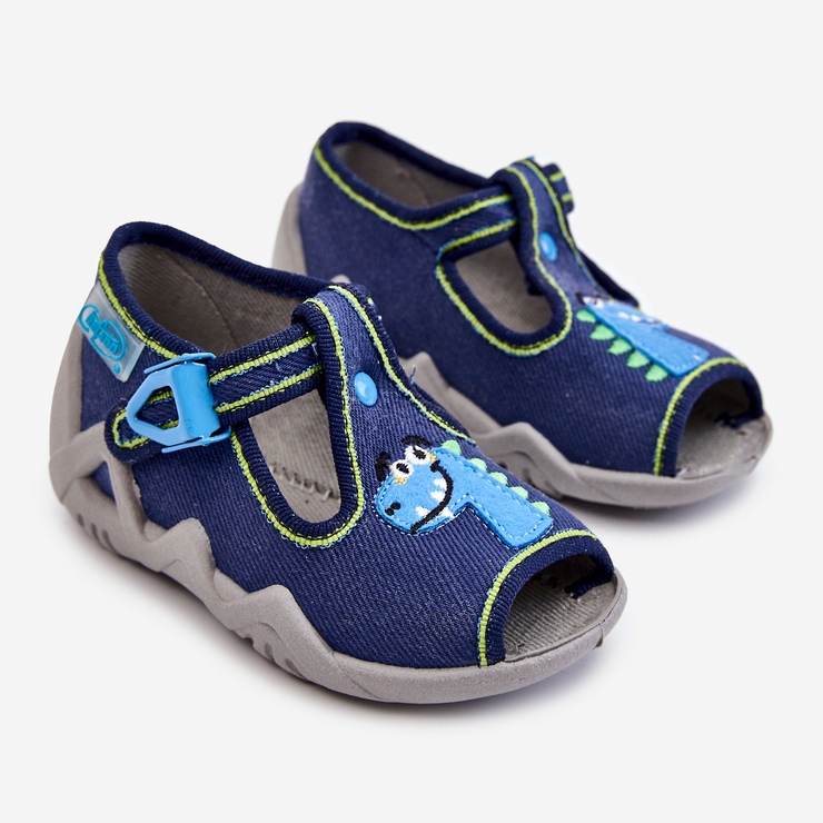 BEFADO S.A. Kinder Sandalen Hausschuhe Befado Dinosaurier 217P116 Marineblau navy blau 1