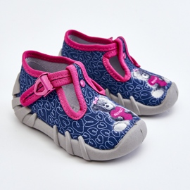 BEFADO S.A. Schuhe Hausschuhe Befado Bear 110P469 Navy-Pink marineblau rosa 1