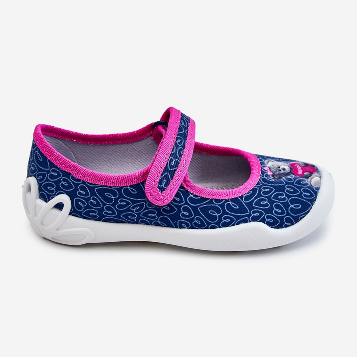 BEFADO S.A. Kinderhausschuhe Ballerina Befado Bär 114X505 Marineblau rosa 2