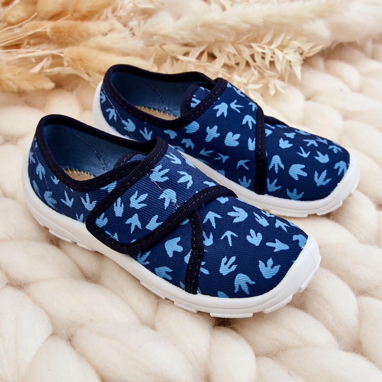 BEFADO S.A. Kinderhausschuhe Befado Spuren eines Dinosauriers 974X476 Marineblau navy blau 1
