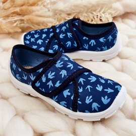 BEFADO S.A. Kinderhausschuhe Befado Spuren eines Dinosauriers 974X476 Marineblau navy blau 2