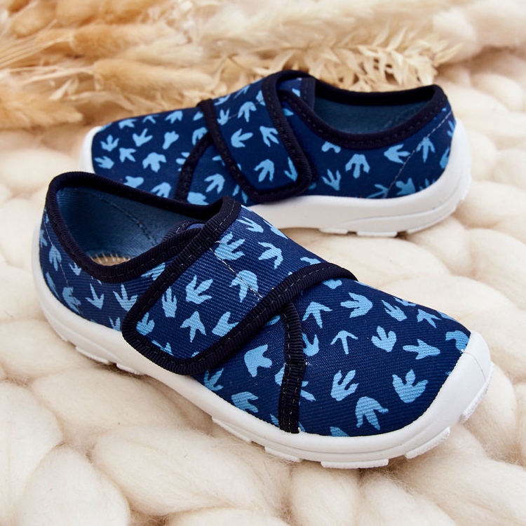 BEFADO S.A. Kinderhausschuhe Befado Spuren eines Dinosauriers 974X476 Marineblau navy blau 2