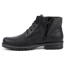 Polbut Herren Winter Lederstiefel J34S Schwarz mit Grau 1