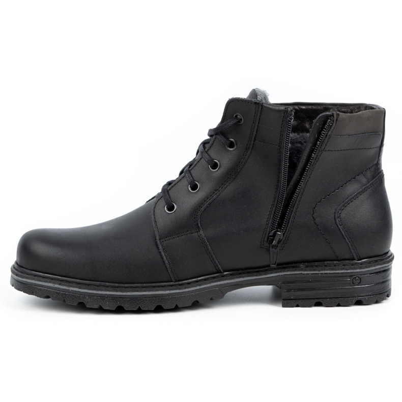 Polbut Herren Winter Lederstiefel J34S Schwarz mit Grau 1