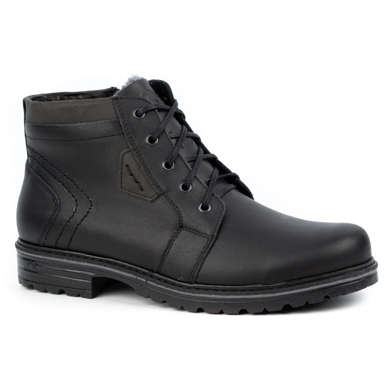 Polbut Herren Winter Lederstiefel J34S Schwarz mit Grau 2