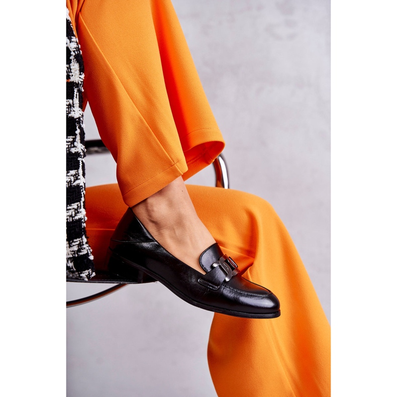 Vinceza Modischer Leder-Loafer Black Trine schwarz 4