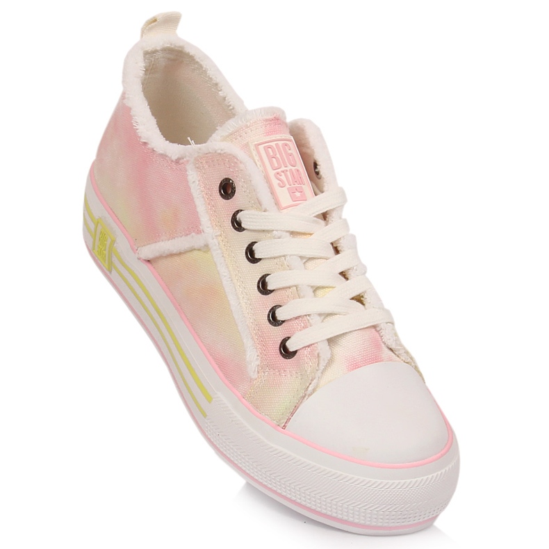 Damen-Turnschuhe auf der Plattform Tie Dye Big Star LL274174 rosa 1