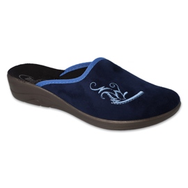 Befado Damen -Hausschuhe PU 552D016 Marineblau mit Stickerei 2