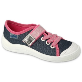 Befado Kinderschuhe 351X001 marineblau rosa silber 1