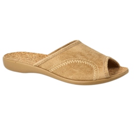 Befado Damen-PU-Hausschuhe 254D138, Beige, Kork-Innensohle 1