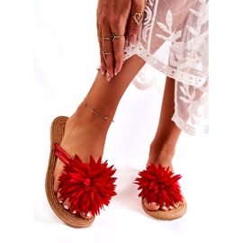 WJ1 Damen-Flip-Flops mit Stoffverzierung Eviana rot 3