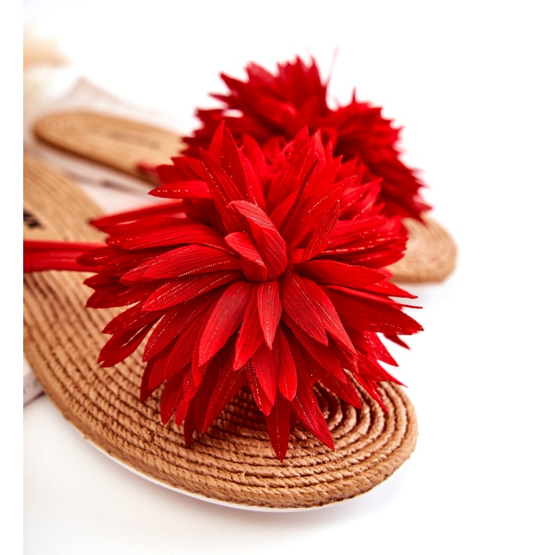 WJ1 Damen-Flip-Flops mit Stoffverzierung Eviana rot 1