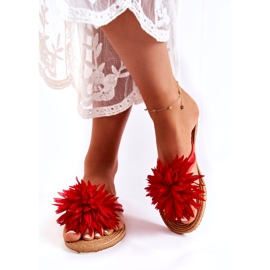 WJ1 Damen-Flip-Flops mit Stoffverzierung Eviana rot 4