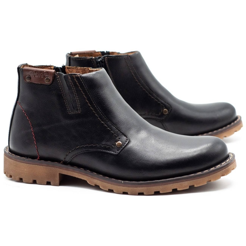 Mario Pala Schneestiefel 815 schwarz genarbt mit braun 2