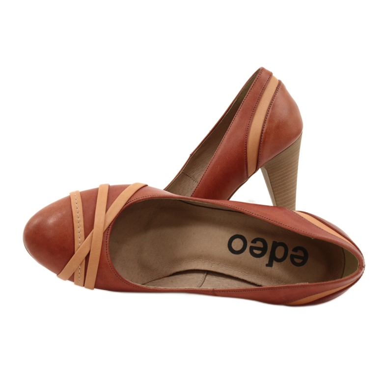 Damenlederpumpen 1392 braun mit Edeo -Streifen dekoriert 4