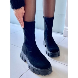 PA1 Phyllis Flache Stiefel aus schwarzem Wildleder 2
