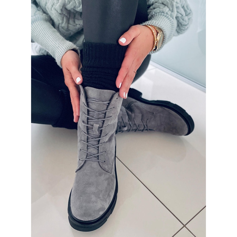 PA1 Lavey Graue Wildleder-Schnürstiefel 1