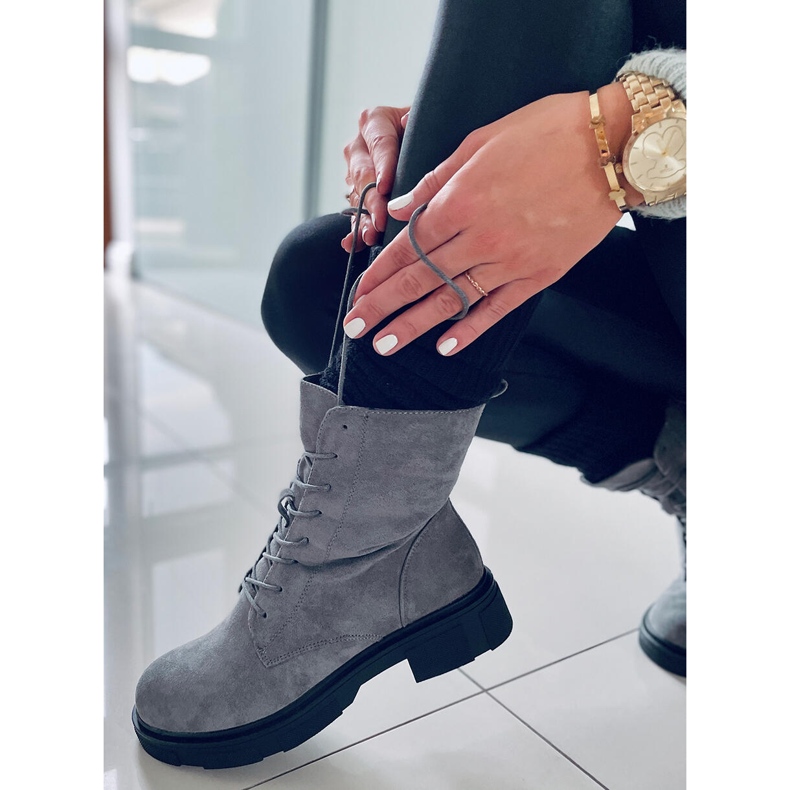 PA1 Lavey Graue Wildleder-Schnürstiefel 2