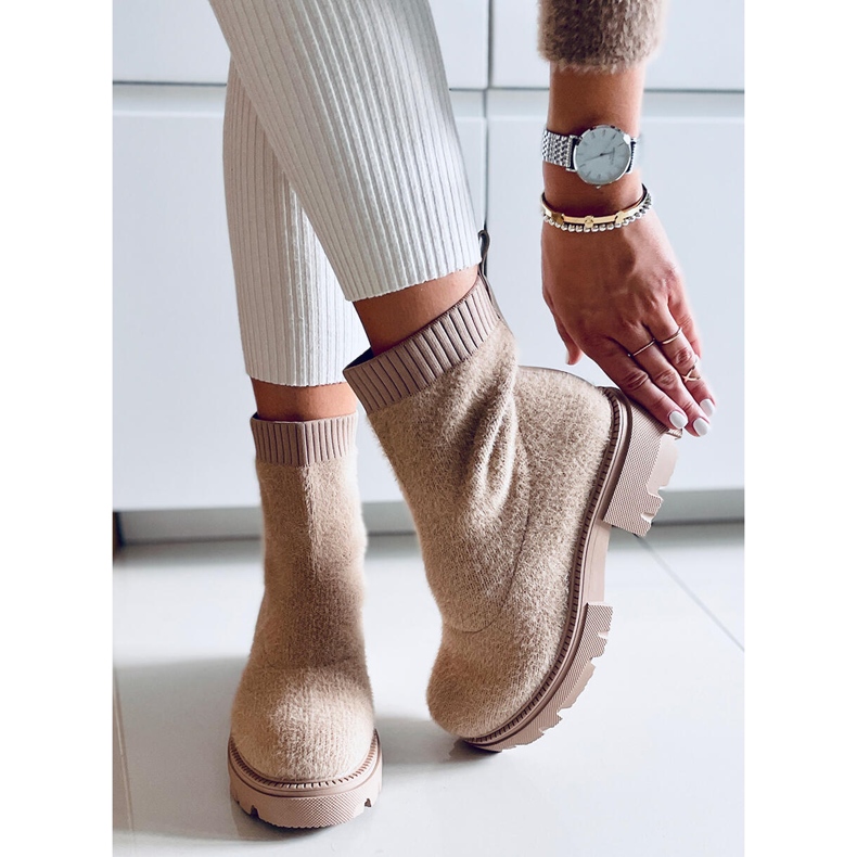 PA1 Roanna Khaki Sockenstiefel beige 1