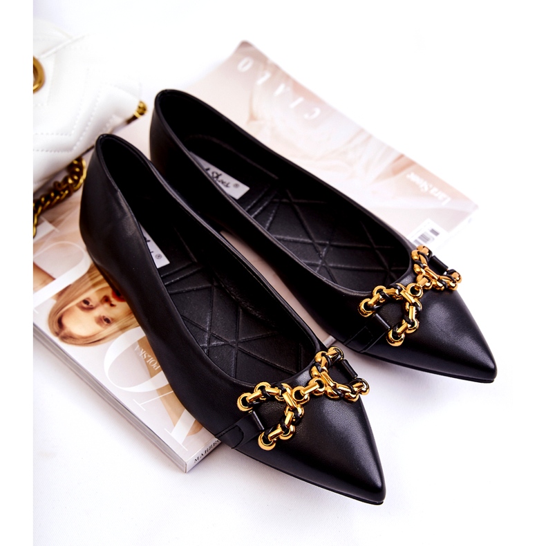 WS1 Ballerinas für Damen im Spitz mit schwarzem Carlos-Ornament 4