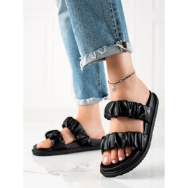 J. Star Schwarze Hausschuhe mit Streifen 2