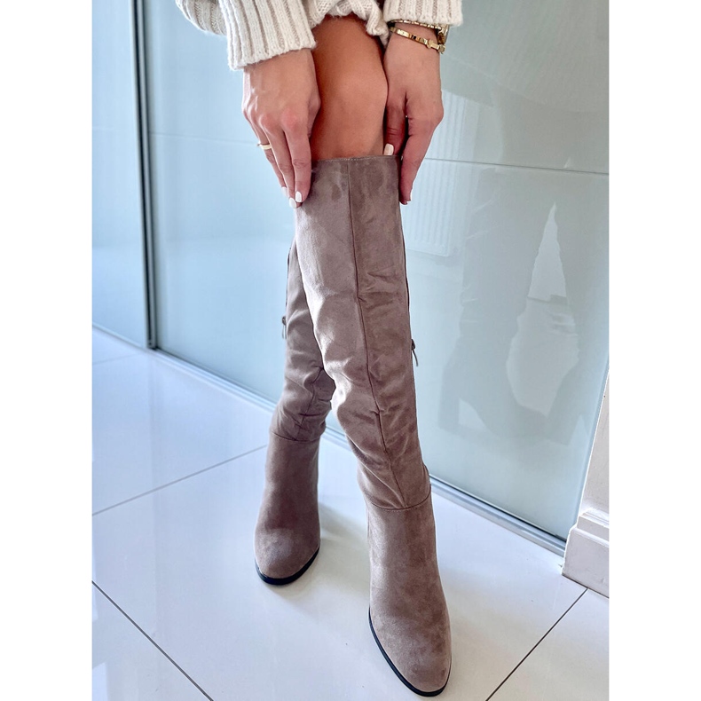 PA1 Klassische Stiefel mit Absatz von Vilma Khaki beige 2