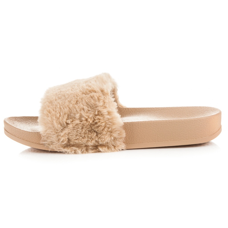 Via Giulia  Beige Hausschuhe mit Fell 1