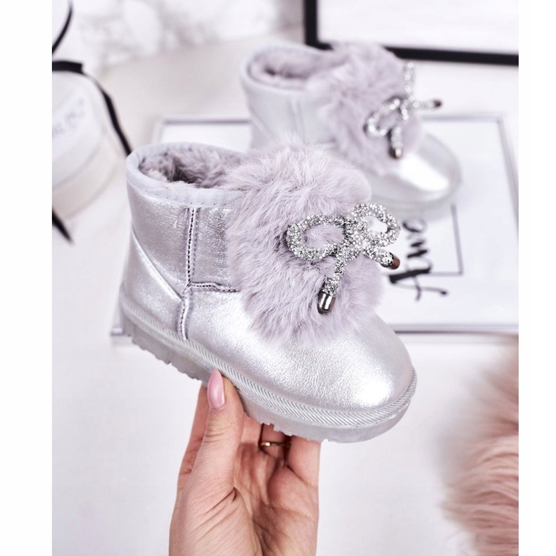 Kinder-Schneestiefel mit Fell Silver Aurora silber- 3