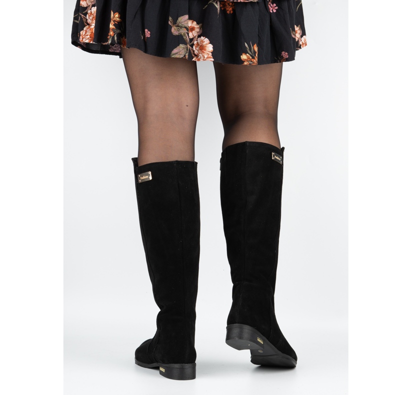 Olivier Modische Leder Frauen isolierte Stiefel schwarz schwarz schwarz 2