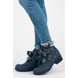 Ideal Shoes Stiefel mit Schleifen blau 1