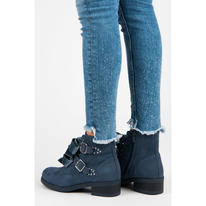 Ideal Shoes Stiefel mit Schleifen blau 2