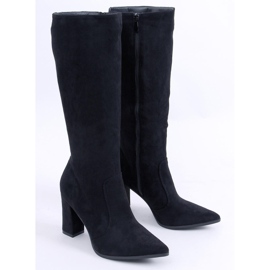 PA1 Farrah Schwarze Wildleder-Stiefel mit Absatz 1