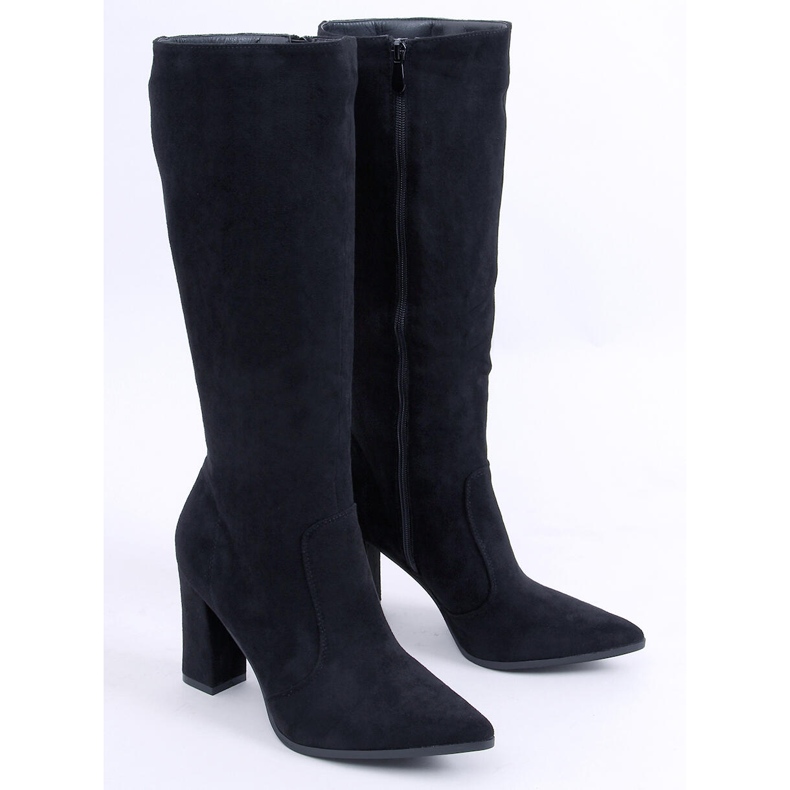 PA1 Farrah Schwarze Wildleder-Stiefel mit Absatz 1