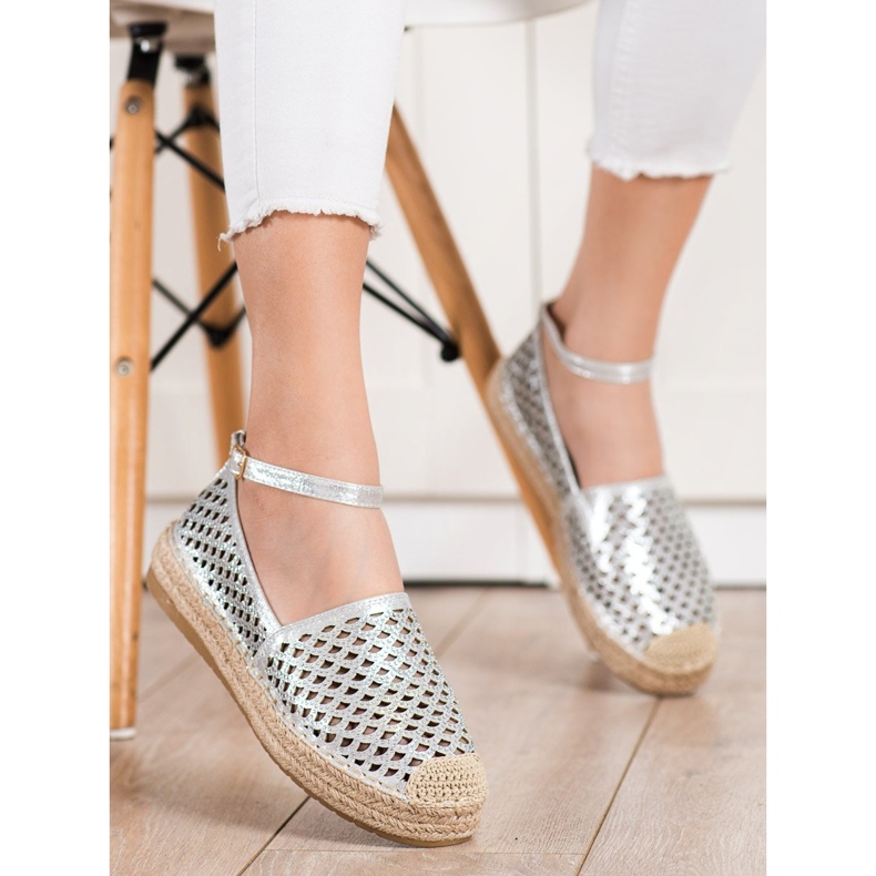 Gogo Durchbrochene Espadrilles mit Schnalle silber- 2