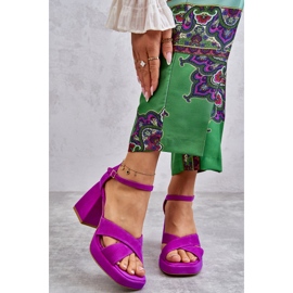 Lewski Shoes Damensandalen aus Wildleder mit hohem Absatz Leski Schuhe 3221 Fuchsia rosa 1