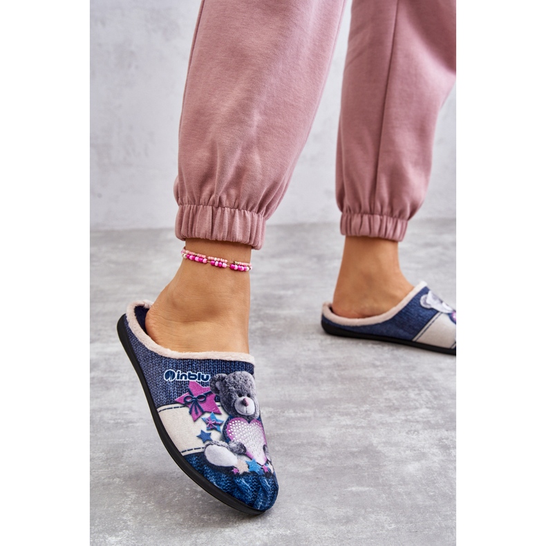 BEFADO S.A. Hausschuhe Befado Teddybär mit Herz 155D210 Marineblau navy blau 2