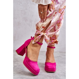 PS2 Fuchsia Diame Wildleder Chunky Heels Plateau Pumps rosa 1