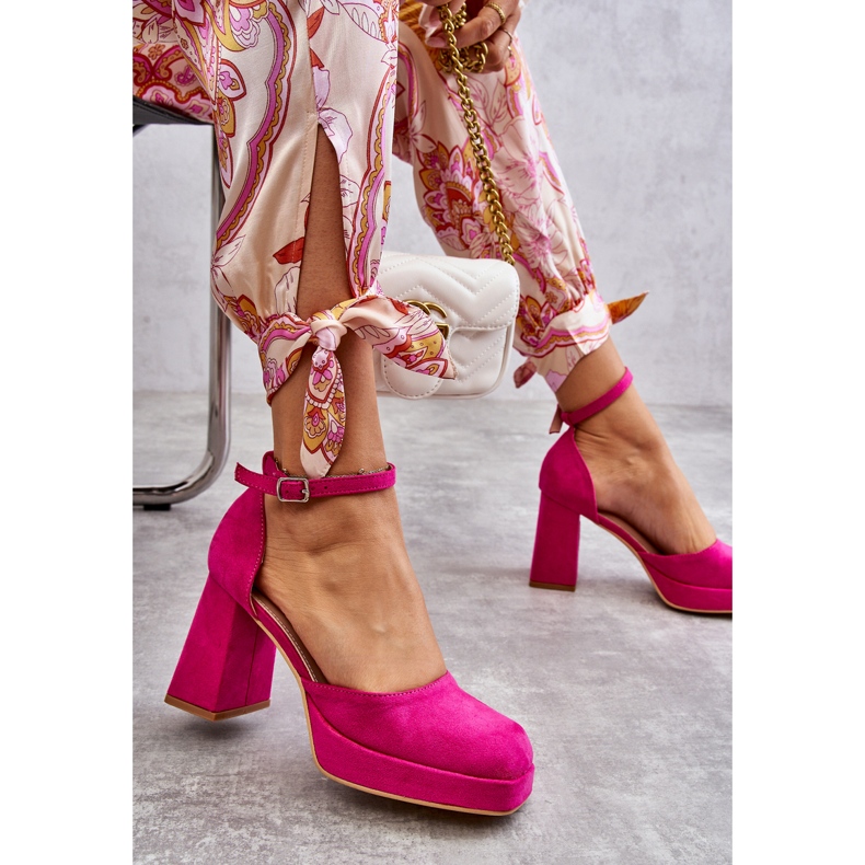 PS2 Fuchsia Diame Wildleder Chunky Heels Plateau Pumps rosa 2