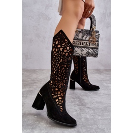 Lewski Shoes Wildleder durchbrochene Stiefel Leewski Schuhe 3234 Schwarz 1