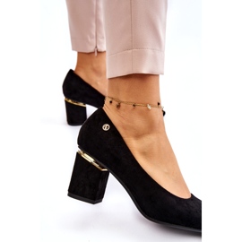 PS1 Klassische Wildleder-Pumps mit hohem Absatz und schwarzer Derren-Verzierung 2