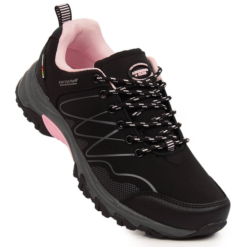 Schwarze, wasserdichte Damen-Trekkingschuhe von American Club rosa 1