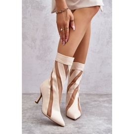 PS2 Modischer Damen High Heel Stiefel Beige Deyna 1