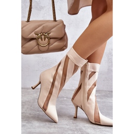 PS2 Modischer Damen High Heel Stiefel Beige Deyna 2