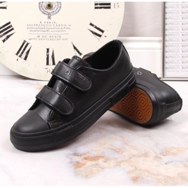 Kinderturnschuhe aus Kunstleder mit Klettverschluss schwarz Big Star KK374092 1